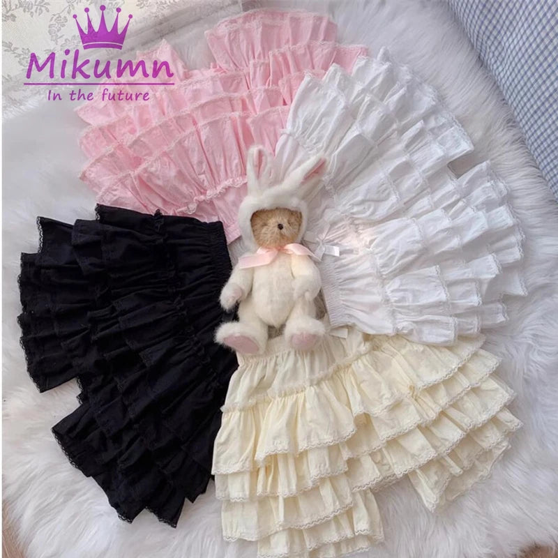 Mikumn Harajuku Japanese Lolita Kawaii Jk Bloomers Women Sweet Lace Ruffles Cotton Pumpkin Pants Y2k Girls Cute Shorts Skirts.