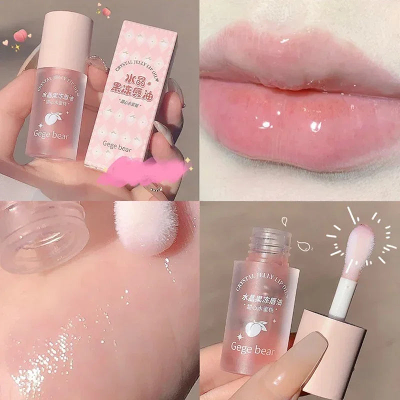 Crystal Jelly Lip Oil Hydrating Plumping Lip Coat Lipstick Moisturizing Mirror Lip Gloss Clear Lip Plumper Cosmetics Makeup.