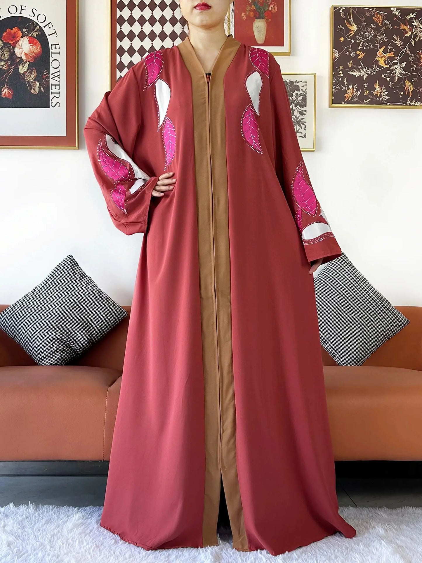 High Grade Fabric Women Party Dress Chiffon Open Abaya Muslim Women Dress Islamic Clothing Cardigan Abaya Women Muslim Dress.