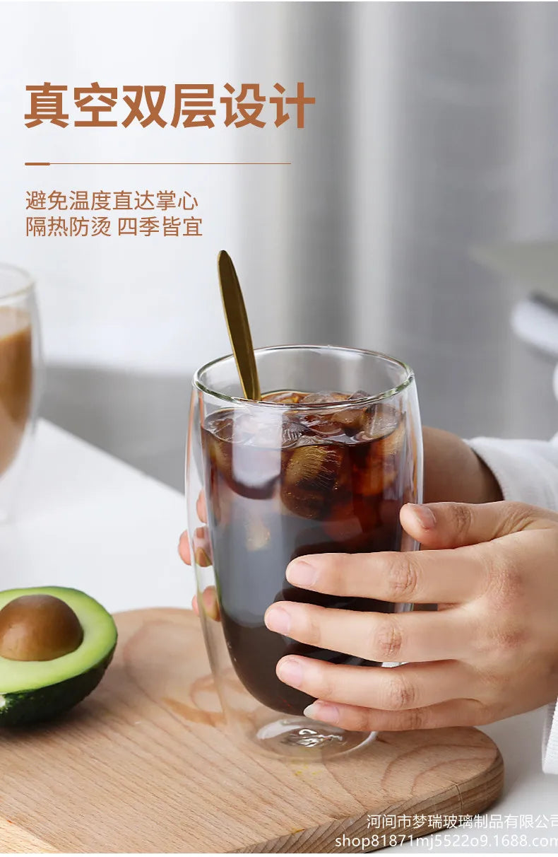 Heat Resistant Double Wall Glass Cup 80-650Ml Beer Milk Coffee Water Cups Transparent Cup Wholesale Glass Drinkware Mug Set Gift.