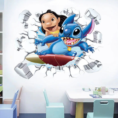 Cartoon Lilo & Stitch Baby Movies Wall Stickers For Kid's Room Kindergarten Living Room Bedroom Wall Decoration Animated Poster.