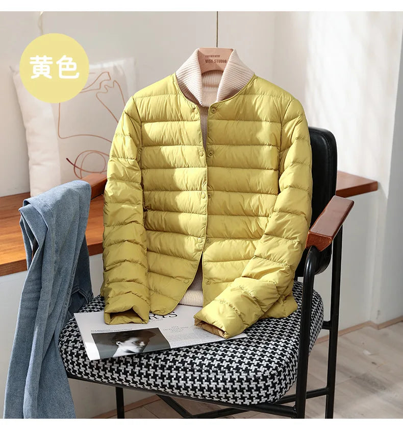 Neuheiten frauen Weiße Ente Unten Liner Puffer Jacke 2023 Herbst Winter Weibliche Warm Halten Koreanische Büro Dame Unten Mantel.