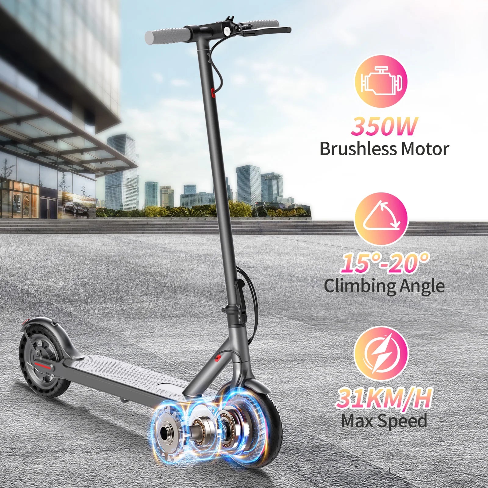 JUICEASE 350W Electric Scooter 350W Motor 36V 25KM Long Range 8.5Inch 31KM/H with Seat Storage Box Smart App Foldable Escooter.