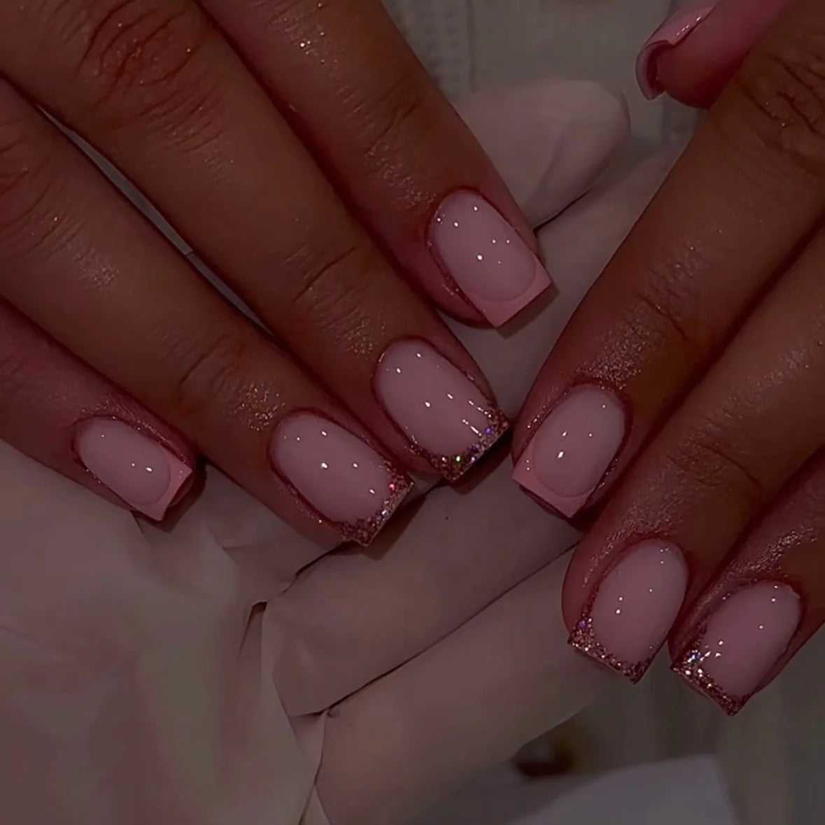 24pcs 3D Flower Press on Nails French Square False Nails Wearable Stick-on Nail Fake Nails Uñas Postizas Накладные Ногти 네일팁