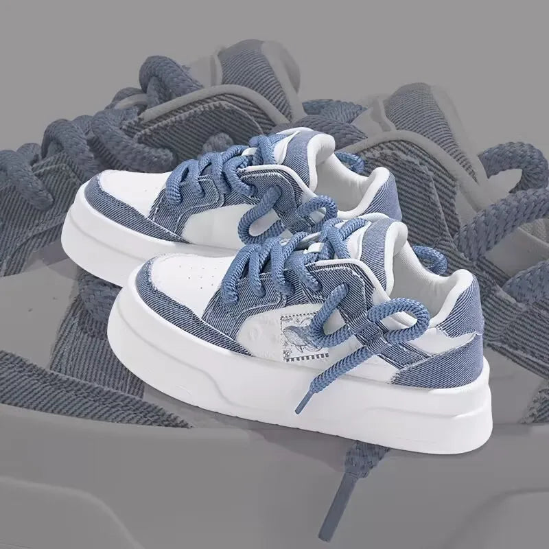 Autumn New Thick Soled Pink Women's Shoes, Wide Toe Versatile Casual Shoes, Round Toe Height Increasing Fashionable Board Shoes.