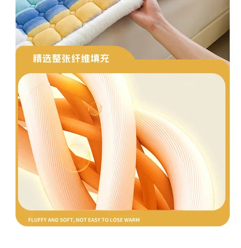 Winter Soft Thick Flannel Mattress Toppers Dormitory Single Double Bedspread Warm Bed Sheets Mattress Cover Fold Tatami Thin Mat.