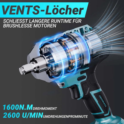 Anajqaqia Elektroschraubenschlüsselsatz, 1600 Nm 6-Gang-Einstellung, 4000 mAh Akku, 21 V Lithium-Akku-Elektroschrauber, Elektrowerkzeuge