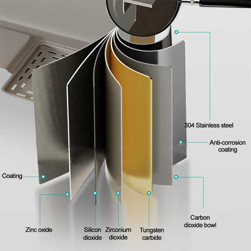 Thickening 304 stainless steel nano-coated Kitchen Sink Large-Capacity Single Sink Wear-Resistant Grey tank