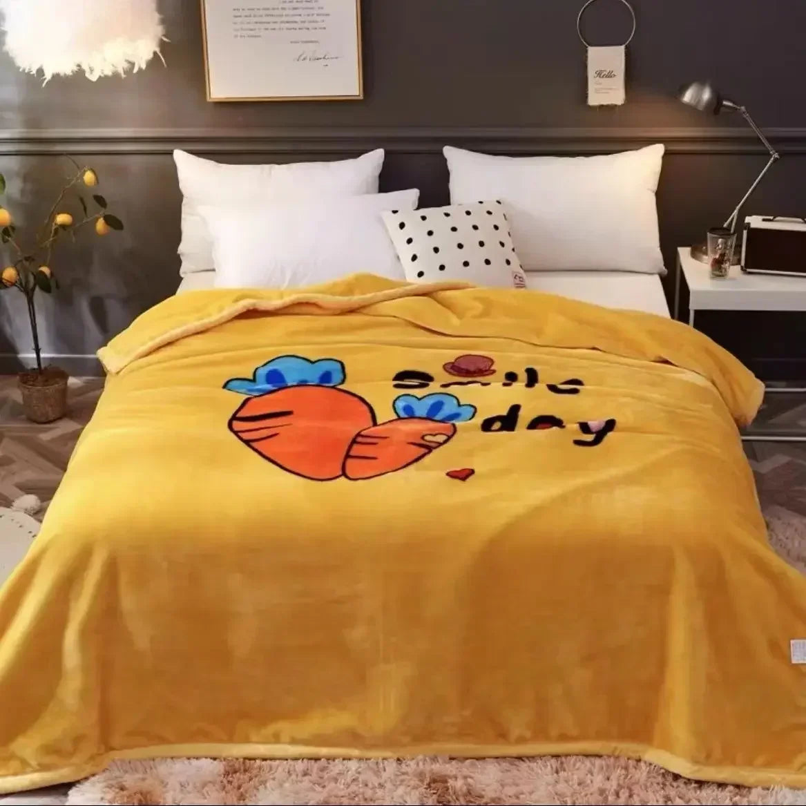 150x200cm  Home Blanket Double Layered Encrypted Plush Fur Coral Fleece Quilt Winter Dormitory Sofa Keep Warm Sheet Bed Cover