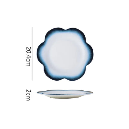 Creative Flower Shape Ceramic Plate Dessert Cake Plate Pasta Dish Sushi Plate Serving Plates Molecular Cuisine Tableware.