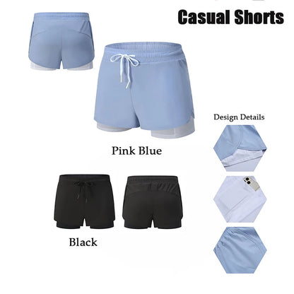 Women Shorts Mesh Outdoors Sports Running Gym Yoga Shorts Bilayer Mesh Yoga Sports Shorts Female Sports Running Gym Yoga Shorts.