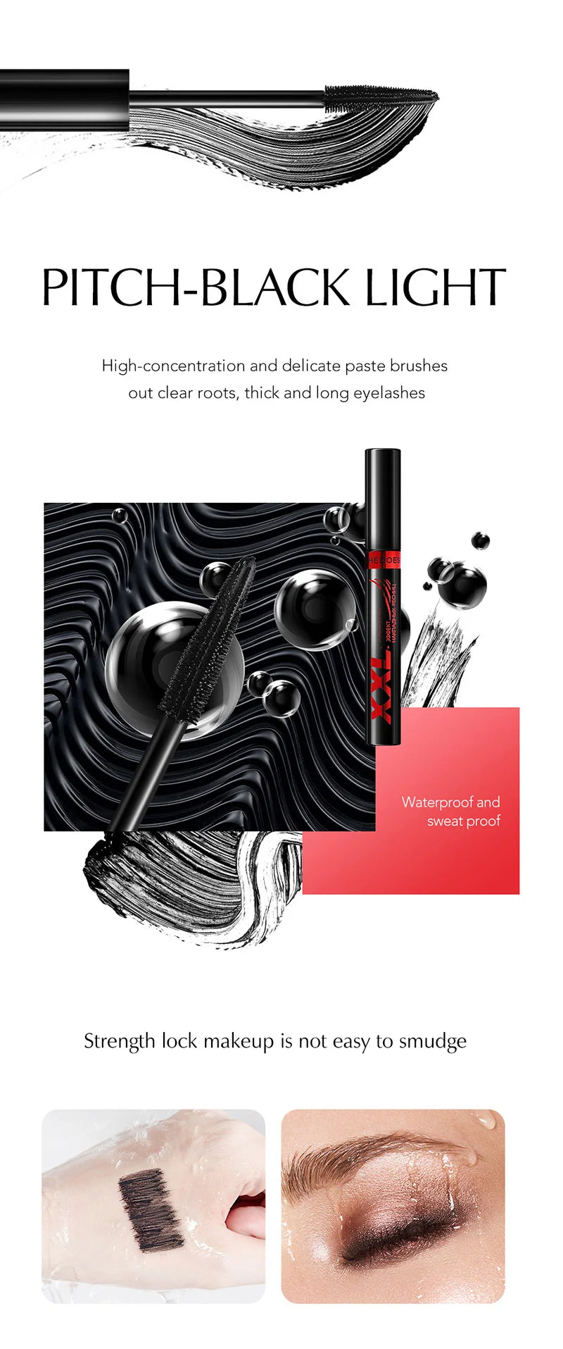 3D Mascara Waterproof Extra Volume Long -lasting Hyper-Curl Lengthening Eyelash Non-smudging Eyelashes Black Mascara Makeup.