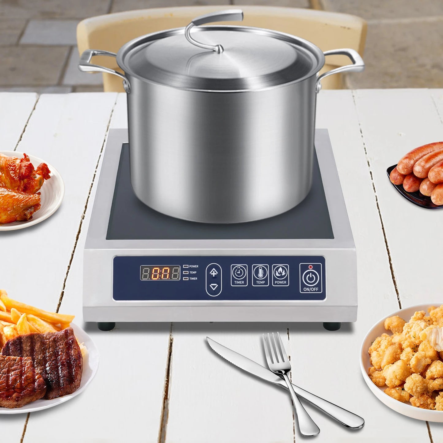 Sweetmile Induction cooking plate 3500 W with Touch Control and black crystal plate 220 V.