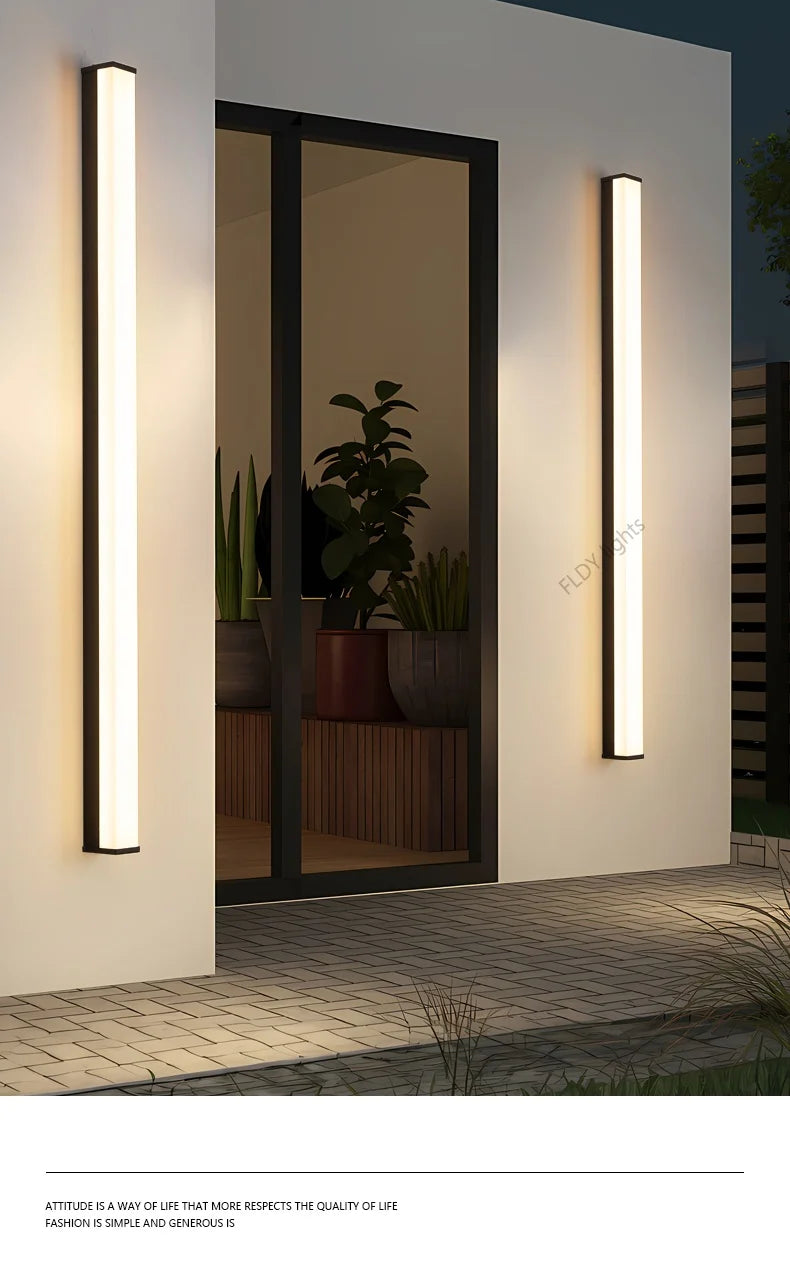 Moderne wasserdichte LED-Wandleuchte mit langem Streifen für den Außenbereich, IP65, Schmiedeeisen-Wandleuchte, Garten-Veranda-Wandleuchte, 110 V, 220 V, Beleuchtung.