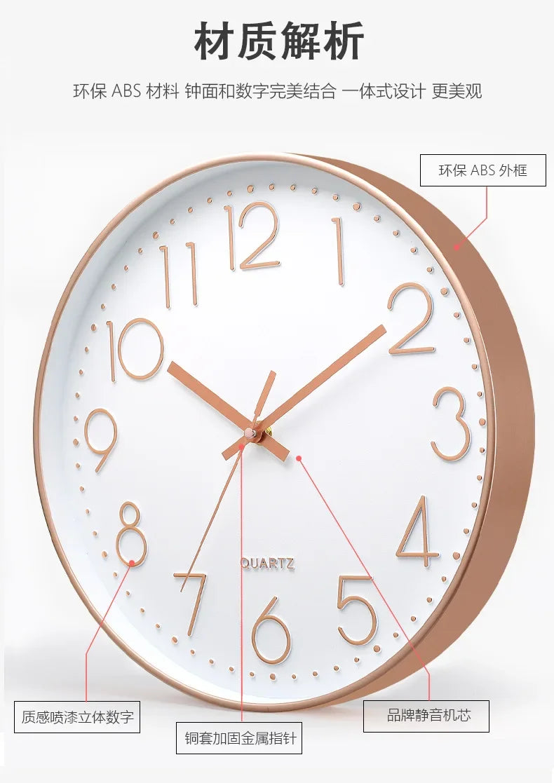 [12 Zoll 30 cm] Modische, leise, nicht tickende Wanduhr, kreative dreidimensionale Wanduhr mit digitaler Skala für Wohnzimmer und Schlafzimmer