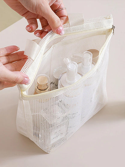 Mesh Makeup Toiletry Storage Bags Handbags Portable Travel Washing Body Shower Tools Organizer Hanging Cosmetic Organizer Pouch.