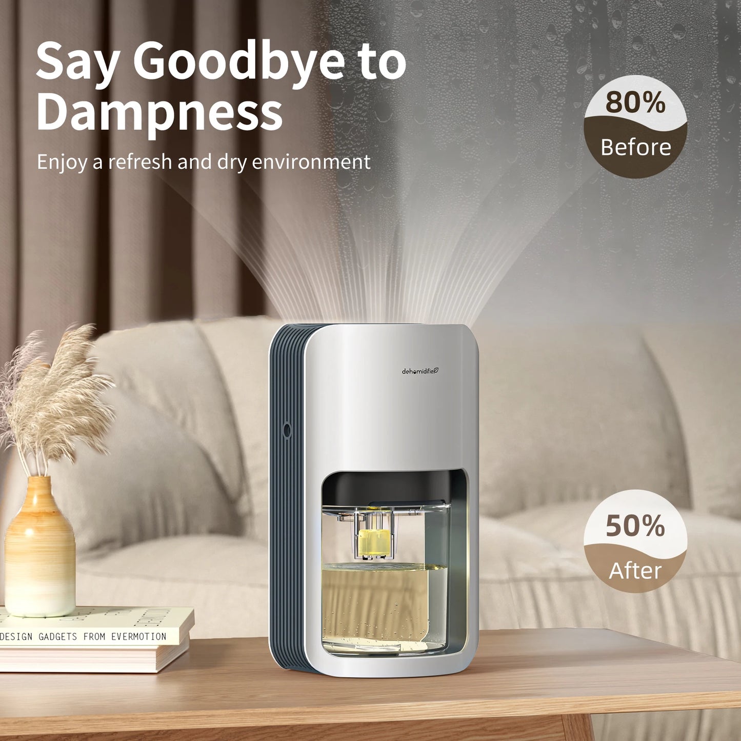 1200ml Dehumidifier with Automatic Defrosting 7 RGB Colorful Lights,42oz Ultra Quiet 480Sqft  Bedroom Wardrobe Closet Trailer.