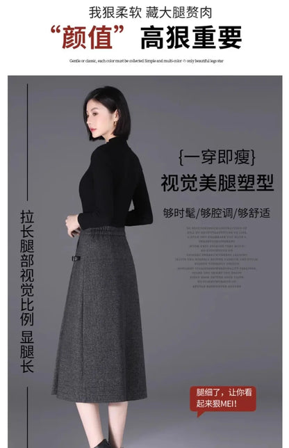 2025 Autumn New All-match Fashionable High Waist A-line Skirt Women Clothes Office Lady Simplicity Irregular Slim Skirts Ladies.