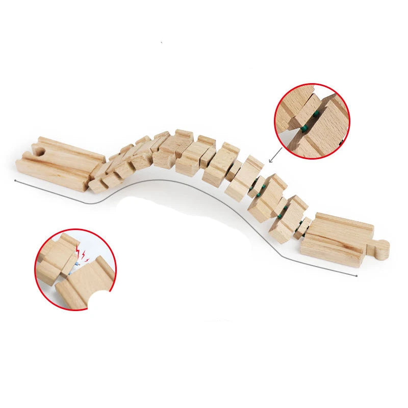 Train Tracks Wood Parts Railway Rails Racing Track Railway Bridge Fit Thomas Wooden Train Connector Children Toys Gifts For Kids.