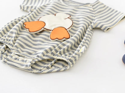 Milan cel Sommer Baby kleidung neue dünne Streifen Bodysuit Cartoon Entlein Kurzarm ein Stück für Neugeborene Jungen Mädchen.