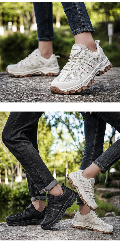 Men‘s Waterproof Hiking Shoes Outdoor Trainers Lace-up Climbing Shoes Women Trekking Sneakers Anti-slip  Tactical Sneaker