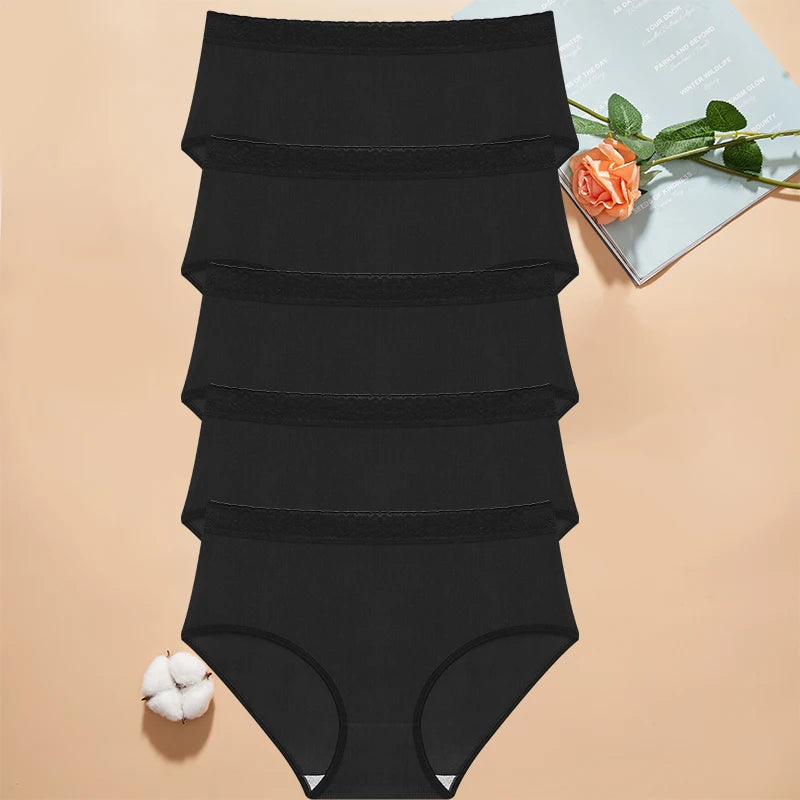 5Pcs Sexy Ice Silk Briefs Large Size Underwear 0XL-4XL Panty Women's Seamless Underwears 8 Solid Color Breathable Underpants