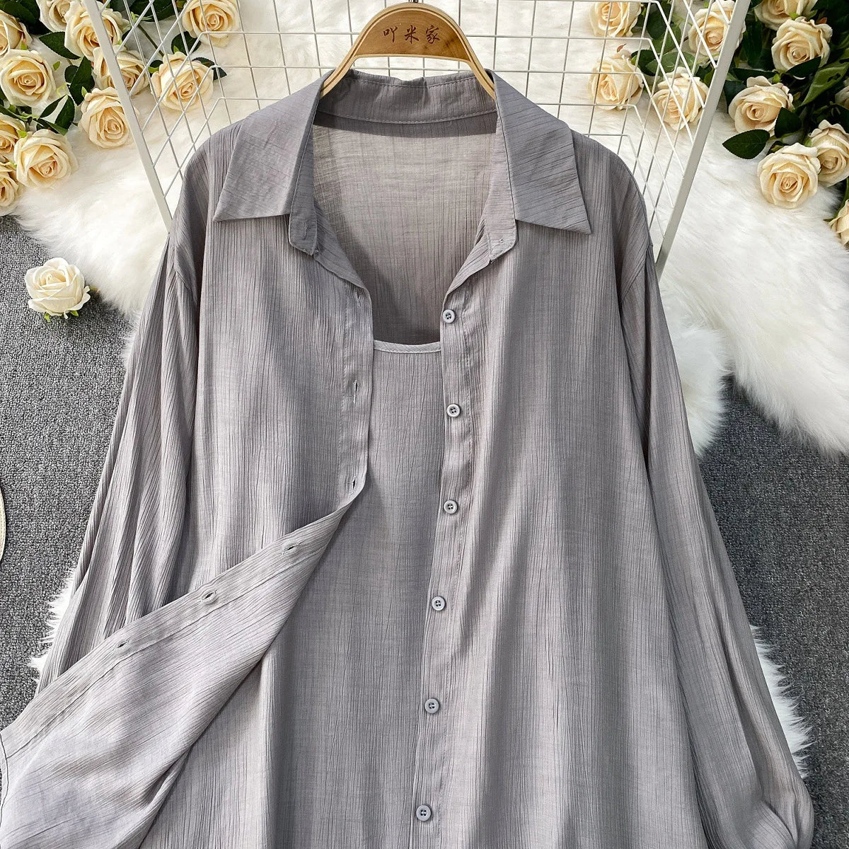 Muslim Women Shirt Dress Two Piece Set Solid Modest Suits Ramadan Musulman Ensemble Morocco Dubai Abayas Islam Outfits Jalabiya