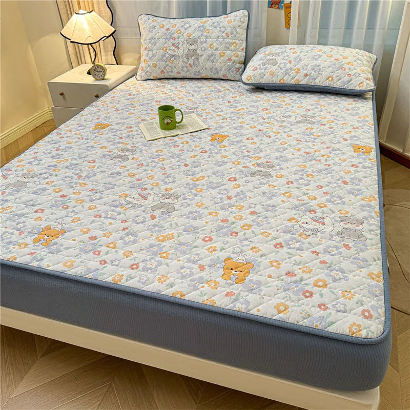 Non-slip Bed Cover Queen/King Size Bedspread Thicken Bed Linen Home Mattress Protector cubre colchón (Pillowcase Need Order).