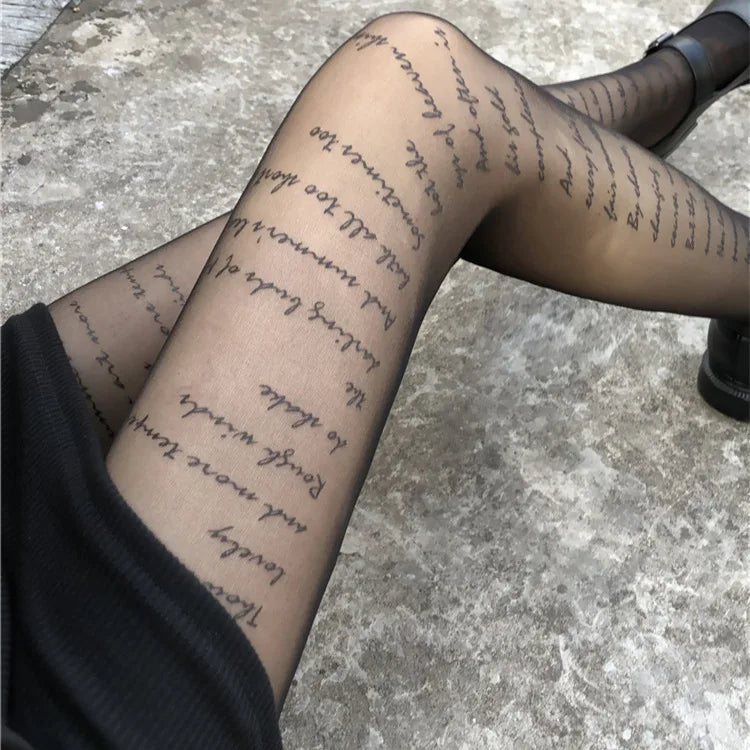 Sexy Butterfly Tights Vintage Y2K Fake Tattoo Pantyhose Black/Blue Lingerie Hosiery Thin Nylon Tights Body Ultra-thin Stocking #.