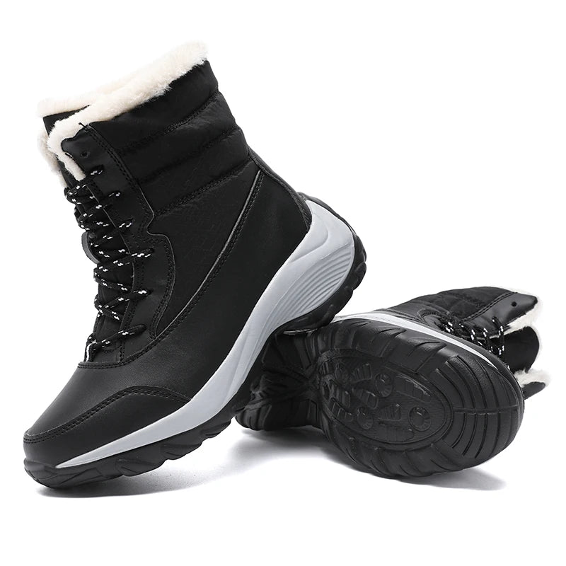 Snow Boots Woman Flat Woman Shoes Lace Up Women Shoes Solid Ankle Boots Warm Lightweight Women's Winter Boots Botas Mujer.