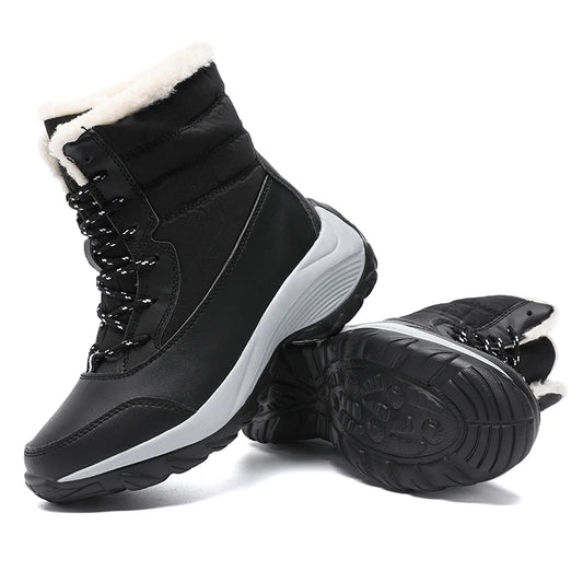 Snow Boots Woman Flat Woman Shoes Lace Up Women Shoes Solid Ankle Boots Warm Lightweight Women's Winter Boots Botas Mujer.