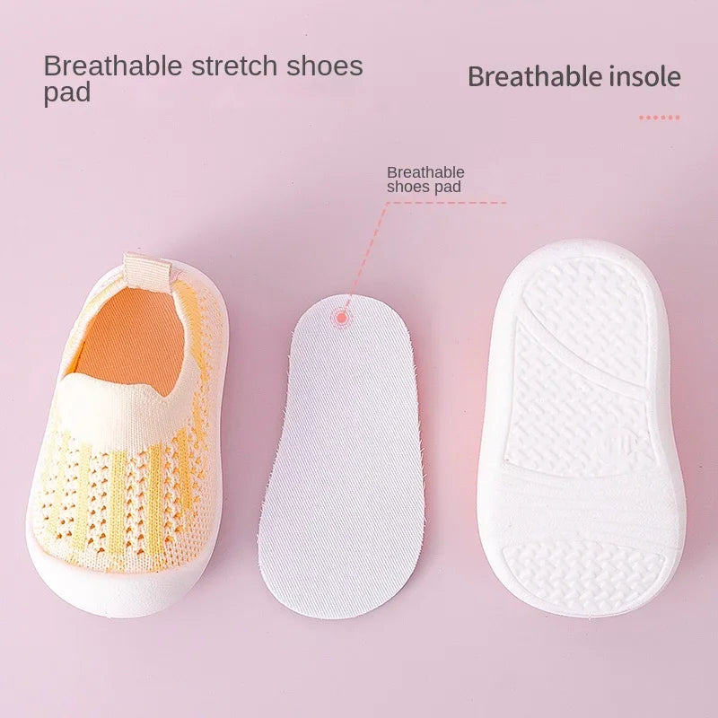 Baby Walking Shoes Summer 2025 New Soft Sole Breathable Mesh Stay-On Anti-Slip Sock Shoes for Infant Boys Girls.