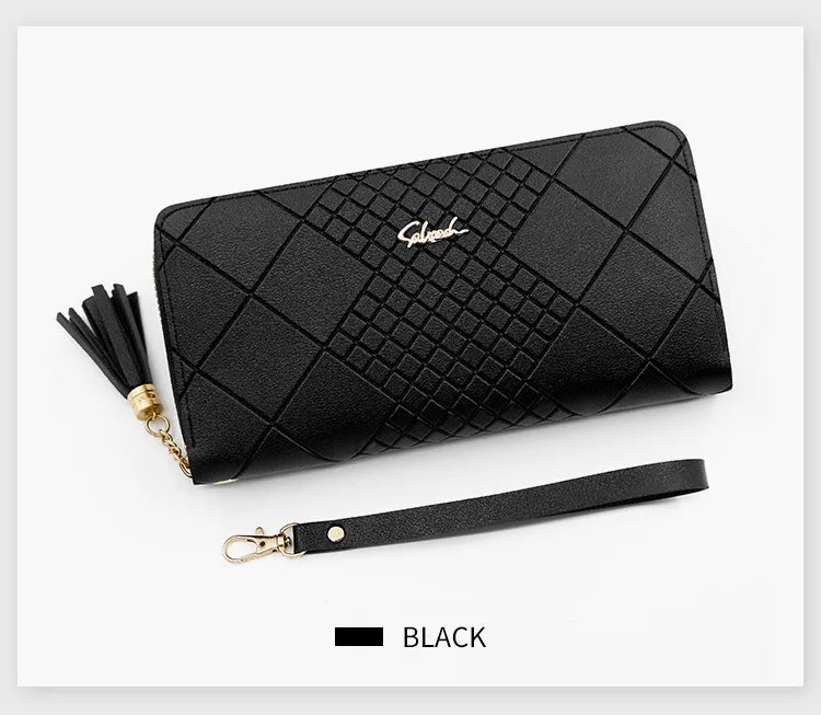 Zipper Money Coin Purse Women Card Holder Long PU Leather Clutch Wallet Large Capacity Lady Wristlet Phone HandBags Money Pocket.