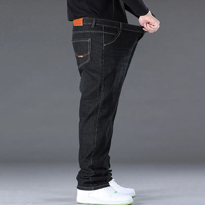 Herren-Jeanshose, große Größe 50, hochelastischer Denim-Stoff, große Hose für 45–150 kg, Jeans, Hombre, weites Bein, Pantalon Homme