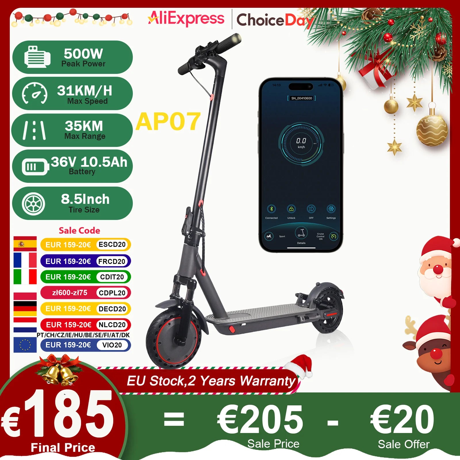 AOVOPRO AP07 Electric Scooter 600W Instantaneous Maximum Power 31KM/H 36V10.5Ah 35KM with Turn Signal Shock Absorption EScooter.