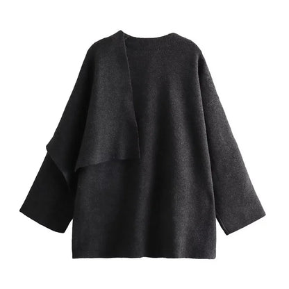 MUJER Plüsch-Wintermäntel für Damen, asymmetrischer Schal, Halbsaison-Jacke für Damen, Parkas, langärmelig, gepolsterter Mantel, Damenjacke