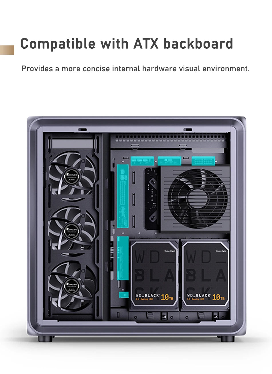 JONSBO BO400 ATX Desktop Case Aluminum Side View Sea View Room Chassis Supports 360 Water-cooled 10 Fan Positions.