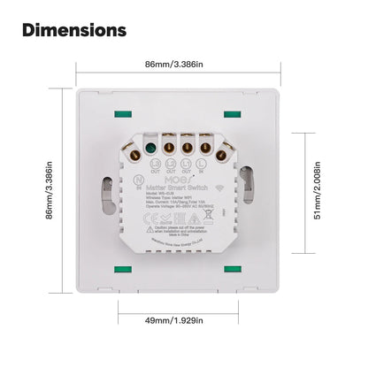 MOES Smart Lichtschalter EU WiFi Matter Button Fernbedienung kompatibel mit Alexa Google Home Apple Homekit Smartthings.