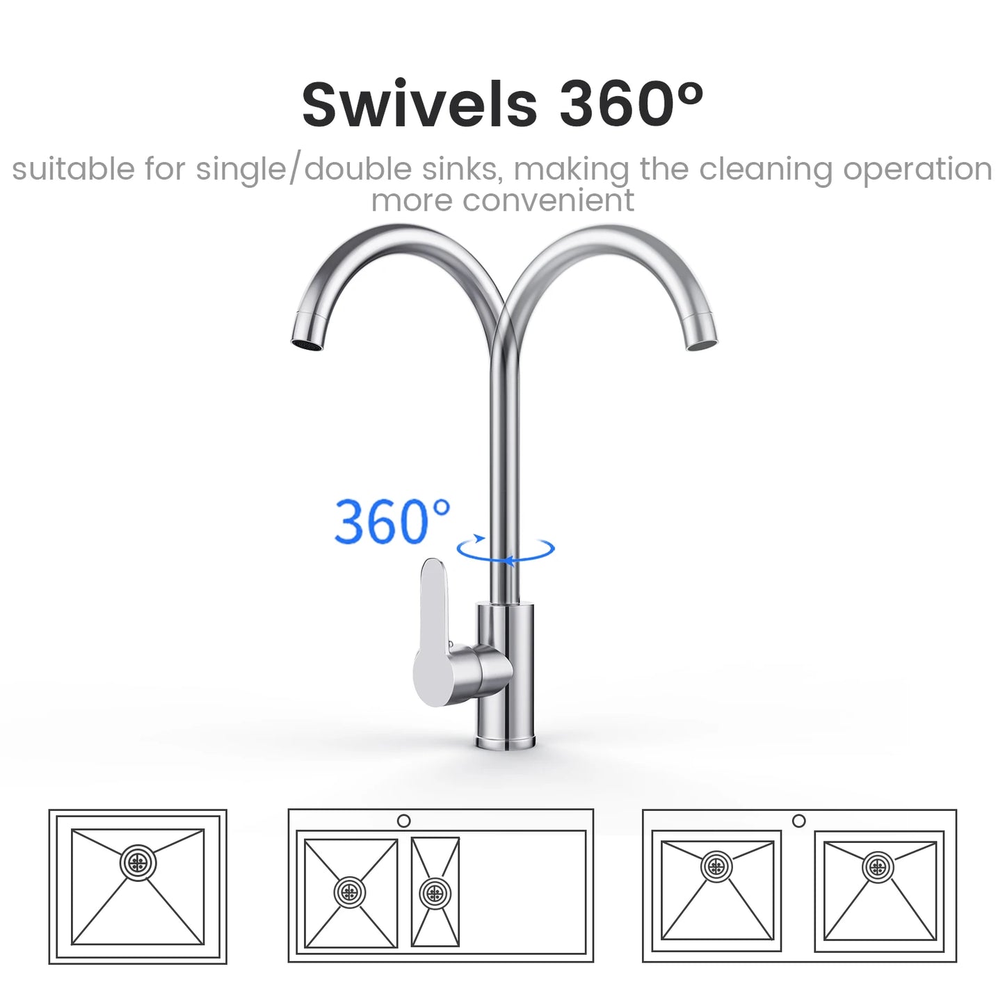 G3/8 Kitchen Faucet Hot and Cold Mixed Bathroom Faucet Single Handle Swivel Water Tap Deck Mounted Basin Faucet