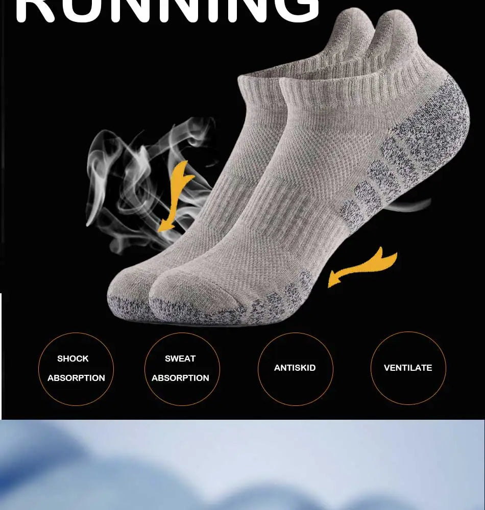 3pairs thickened towel bottom running socks mesh boat socks non-slip breathable sports socks Low cut Men's socks Women's socks.