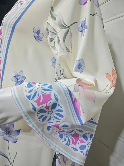 Muslim Women Dubai Abaya Luxury Floral Print Kimono Cardigan Hijab Long Dress Kaftan Ramadan Robe Femme Islam Clothing Kebaya.