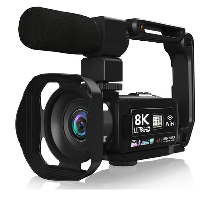 8K HD Video Camera 3 Inch LCD Touch Screen 18x Digital Zoom Camera Recorder Ultra HD WIFI Portable Recording Camcorder.