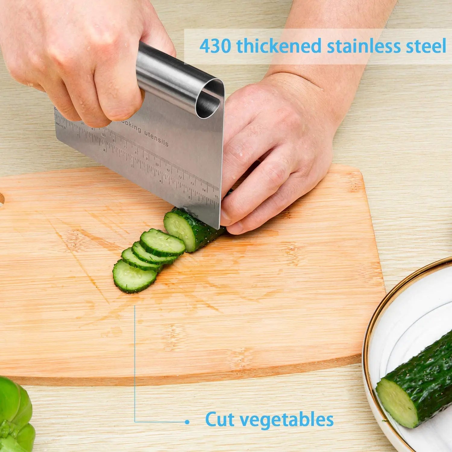 Stainless Steel Cake Scraper Pastry Cutters Baking Cake Cooking Dough Scraper Fondant Spatulas Edge DIY Baking Decorating Tools.