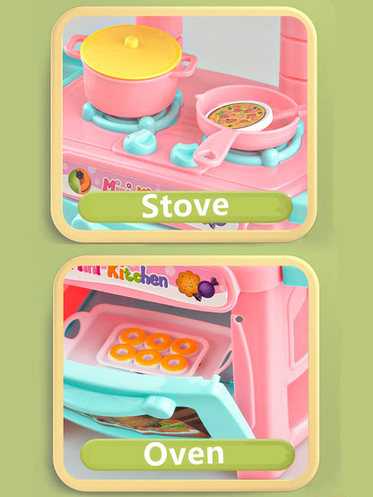 Kitchen Playset Toys, 2 Color Random Play Food Set Accessories Play Sink & Oven, Toddler Kitchen Mini Cutting for Boys and Girls.