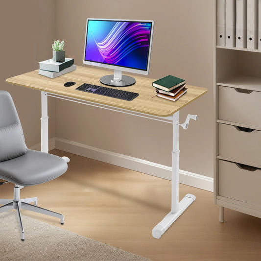 Höhenverstellbarer Stehpult, Blockfarbe, Sitz-Steh-Schreibtisch, 65–90 cm, Heimbüro-Schreibtisch, manuell erhöhbarer Tisch