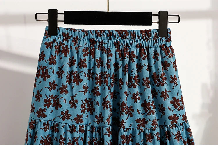 Zjaiss Autumn 2025 Floral Pleated A- Line Skirt Vintage Draped Elegant Chinese Style Women's Half-length Skirts With Lining