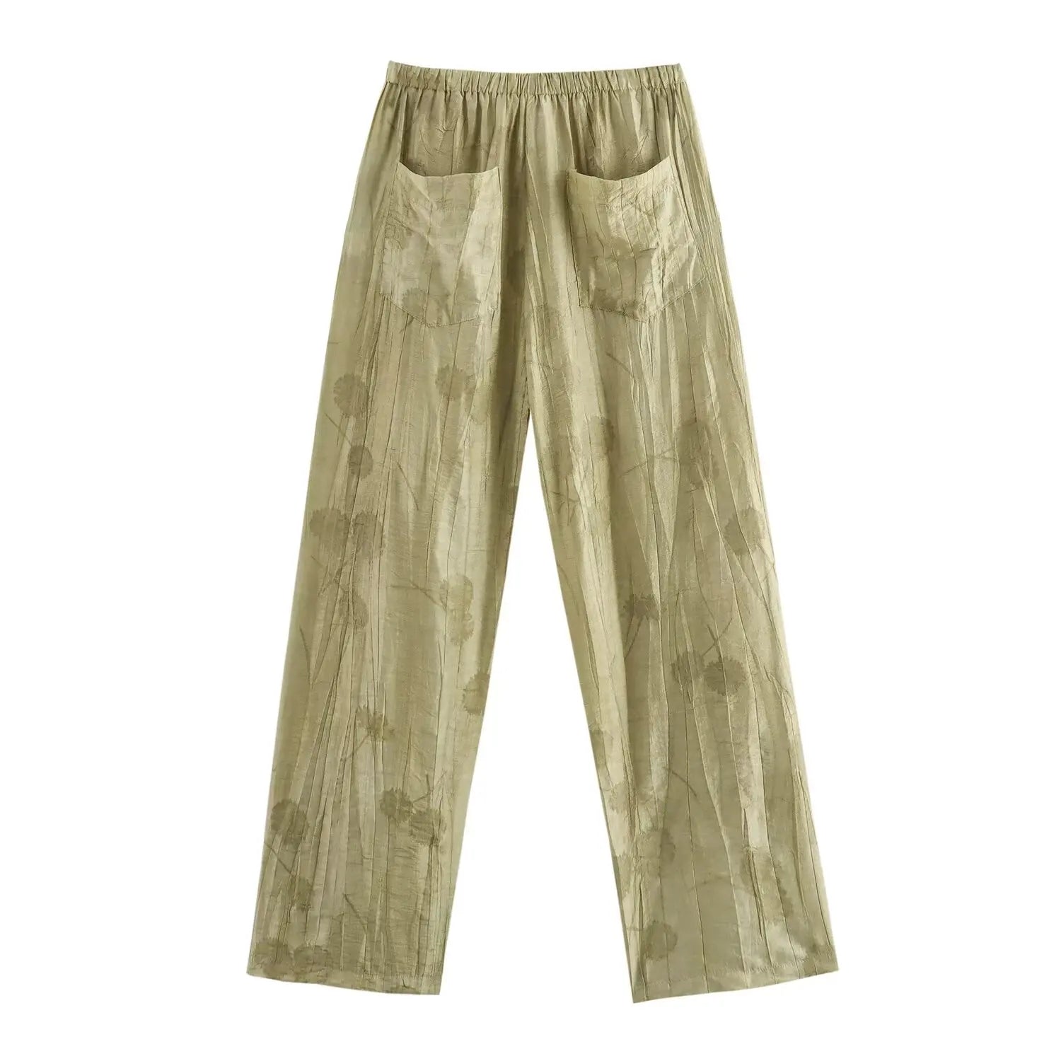 Women Print Long Pants Sets For Women Lapel Half Sleeve Single Breasted Shirts + High Waist Lace-Up Wide Leg Pants.