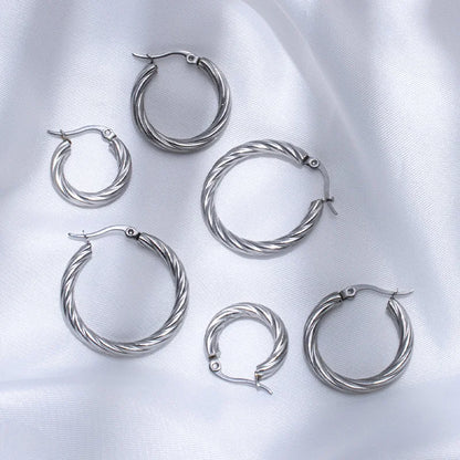 3pair Vintage Twisted Hoop Earrings for Women Gold Plated Stainless Steel Twist Ear Buckle Stackable Circle Hoops Party Jewelry.