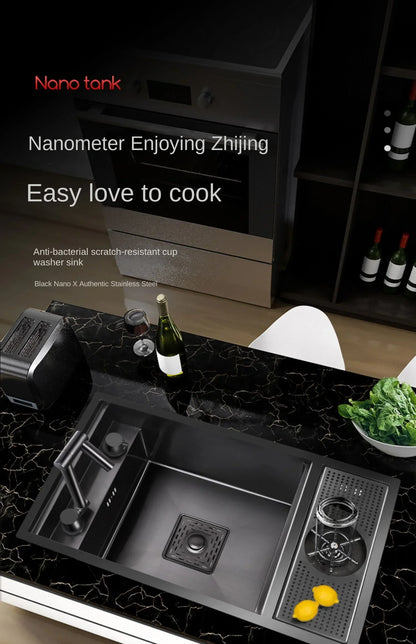 55 cm x 32 cm, 304 Nano-Edelstahl, versteckter Waschbecken-Klapphahn mit großem Einzelschlitz und Abdeckplatte, Bartheke, Tassenscheibe