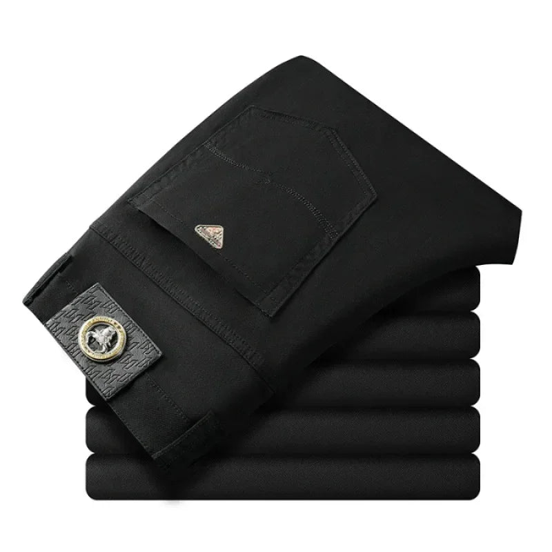 Seven-Color Stretch Jean Men's Trendy Wild Simple 97% Cotton High-End Slim-Fitting Small Straight Casual Men's Clothing Trousers